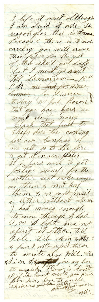 Will Fisher to his mother Camp Stoneman December 17, 1861
