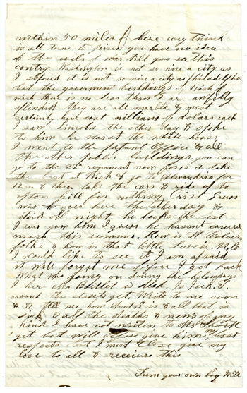 Will Fisher to his mother Camp Stoneman December 28, 1861