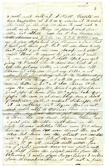 Will Fisher to his mother Camp Stoneman December 28, 1861