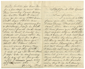 Will Fisher to his mother Stafford C. H. April 2, 1863