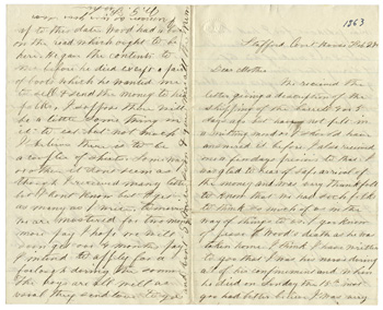 Will Fisher to his mother Stafford C. H. February 27, 1863