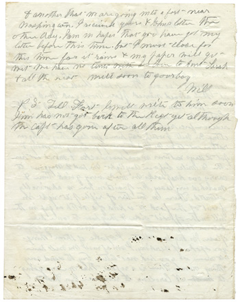 Will Fisher to his mother Woodyard Ford, Virginia January 10, 1863