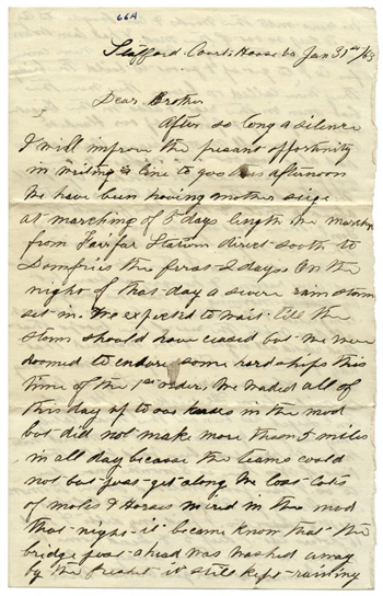 Will Fisher to his brother Stafford C. H., Virginia January 31, 1862