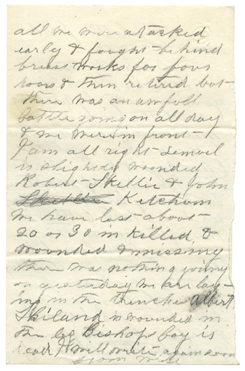 Will Fisher to his mother On the battlefield, Chancellorsville May 5, 1863