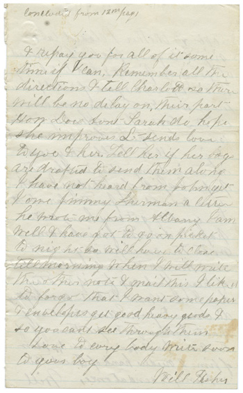 Will Fisher to his mother Bridgeport, Alabama November 3, 1863