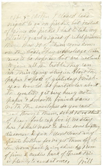 Will Fisher to his mother Bridgeport, Alabama November 3, 1863