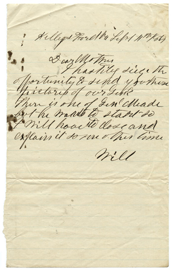 Will Fisher to his mother Kelly’s Ford, Virginia September 11, 1863