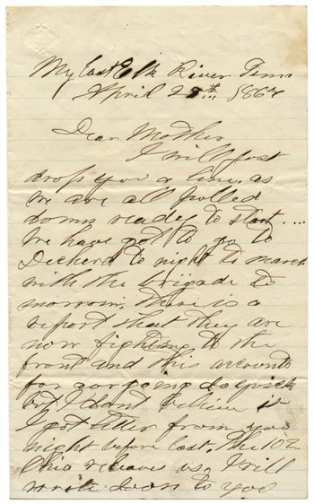 Will Fisher to his mother East Elk River, Tennessee April 27, 1864