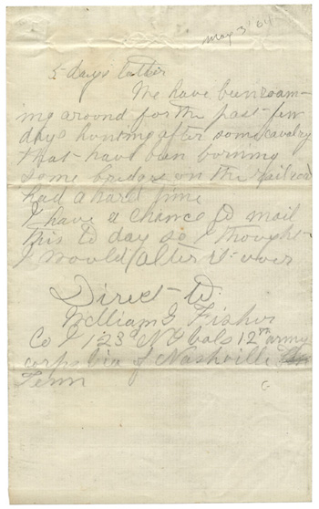 Will Fisher to his mother May 3, 1864