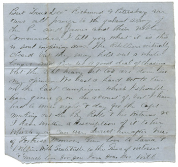 Will Fisher to his brother Goldsboro, North Carolina April 9, 1865